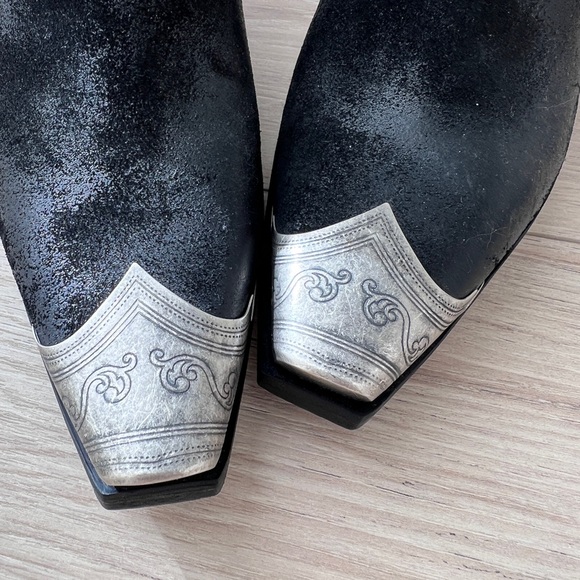 FREE PEOPLE brayden mules / black leather metal toe kick booties / size 37 - Picture 5 of 10